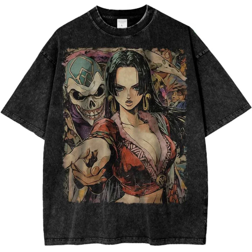 ONE PIECE Boa Hancock Shirt Anime Retro T-Shirt Luffy Sauron Designer Illustration Muster Unisex Street Sports Harajuku Sommer
