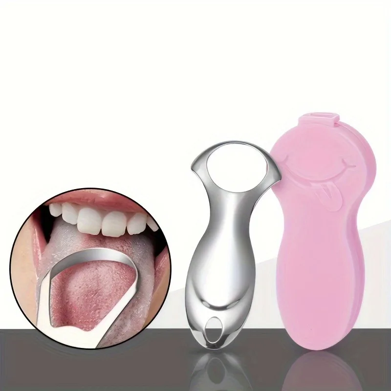 Stainless Steel Tongue Scraper with Hygienic Storage Case - Portable Oral Care Tool, Washable, Reusable, Suitable for Adult Men and Women, Universal Oral Cleaning Care