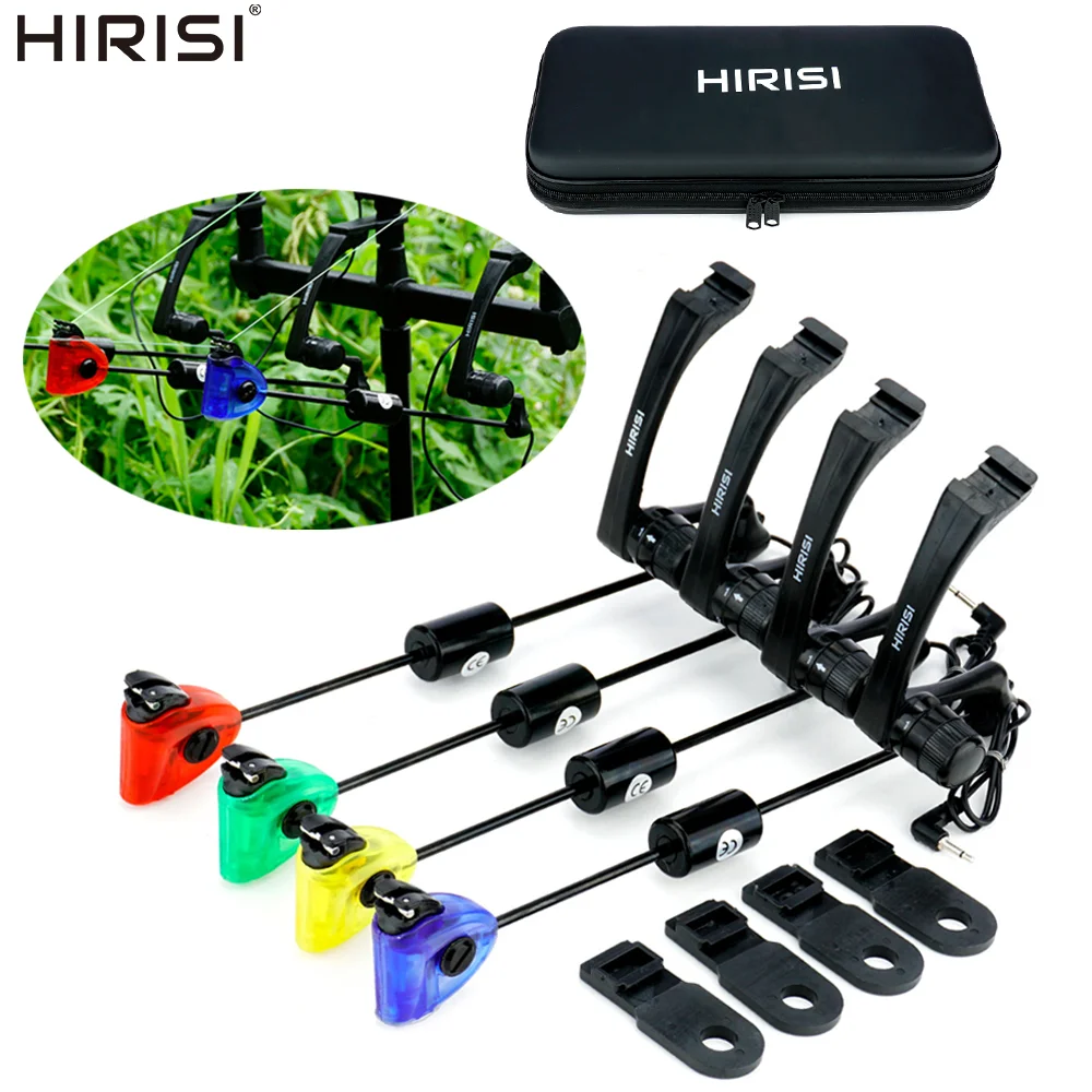 

Hirisi B2002, набор из 4 шт., сигнализация для ловли карпа, свингер, светодиодный индикатор поклевки, регулируемая чувствительность для аксессуаров для ловли карпа