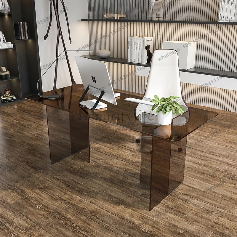 desk tempered glass computer home desk acrylic modern  writing desk
