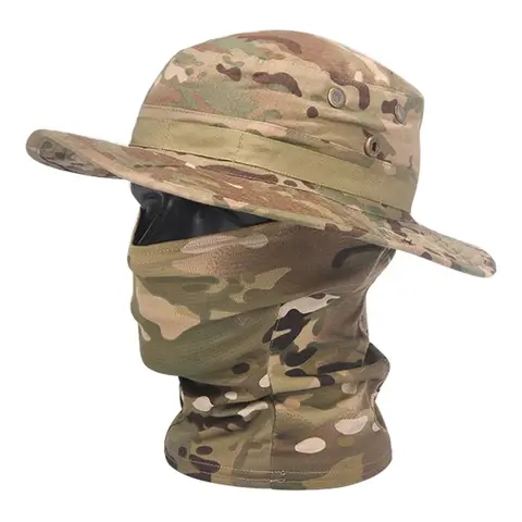 위장 Boonie 모자 Balaclava 모자 정장 접이식 부드러운 모자 야외 사냥 낚시 넓은 챙 모자 선 스크린 모자