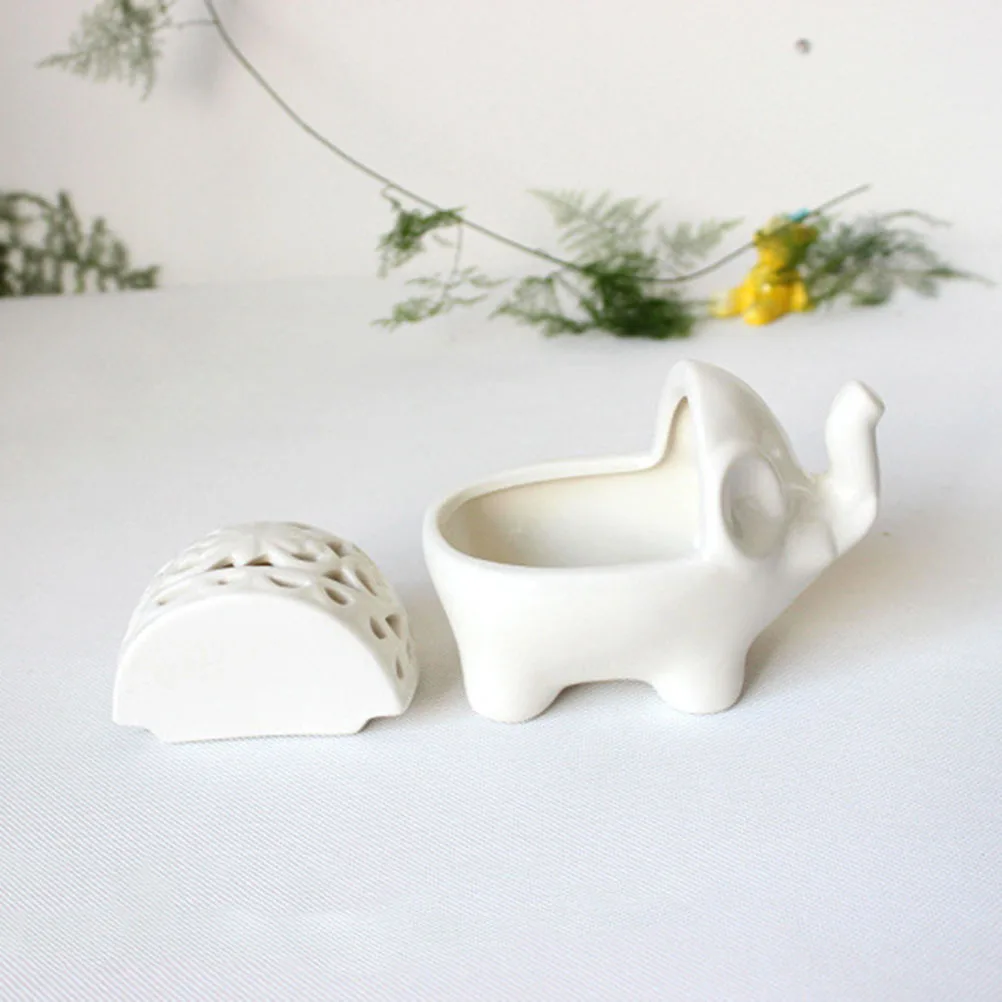 

3Pcs Small Elephant Holder Ceramic Modern Stand Creative Desktop Adornment for Home Wedding Party Decor