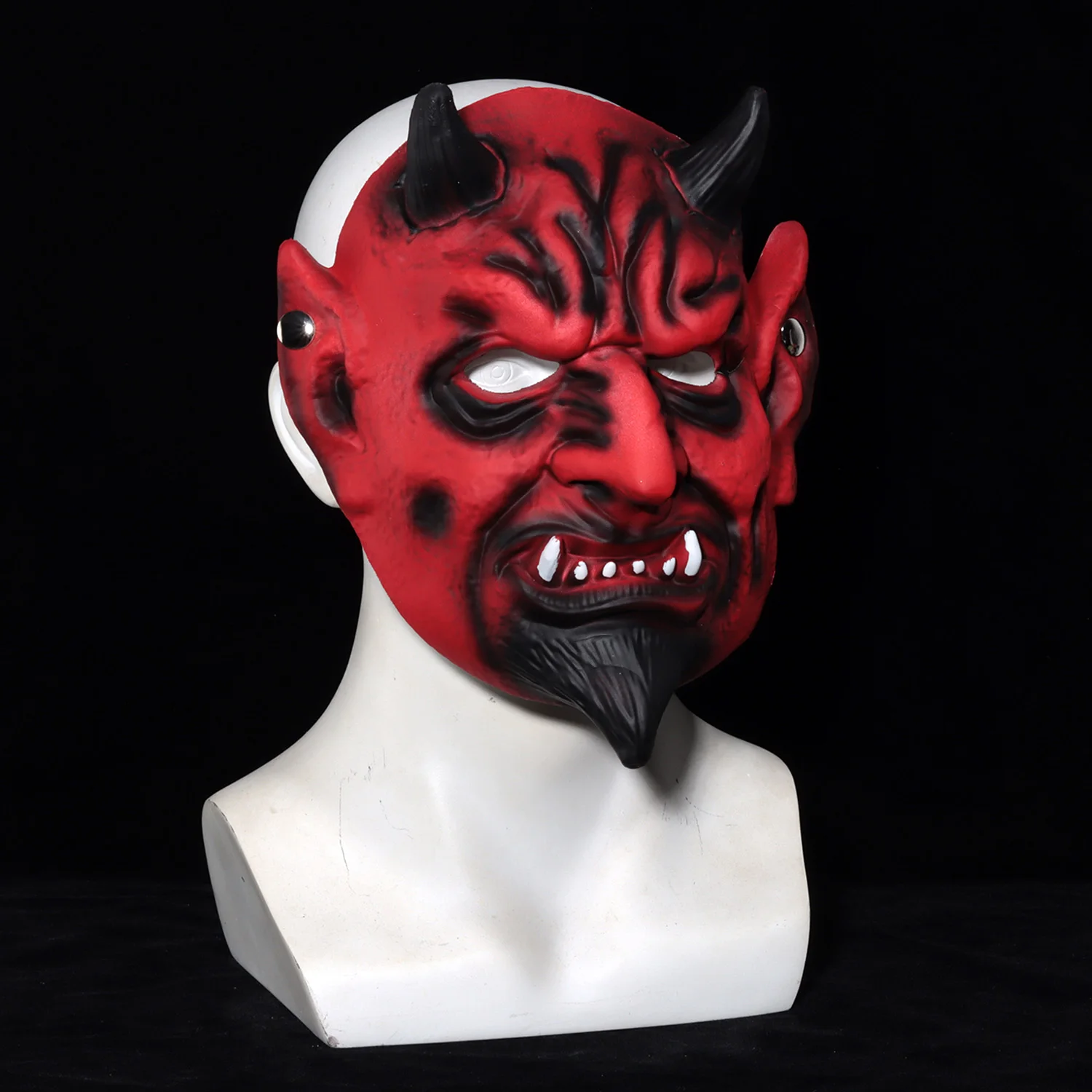 Red Devil's Horn Samurai Mask Cosplay Japanese Prajna Skull Pu Masks Halloween Carnival Party Costume Props Gifts