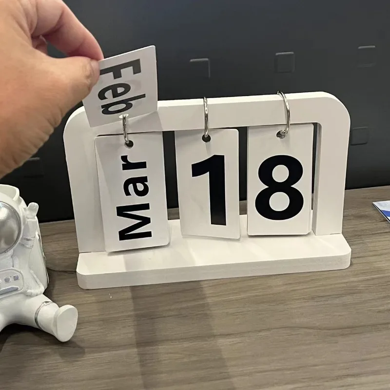 Modern Minimalist Page-Turning Perpetual Calendar, Elegant Desk Organizer for Home & Office, Creative Gift & Photo Prop Decor
