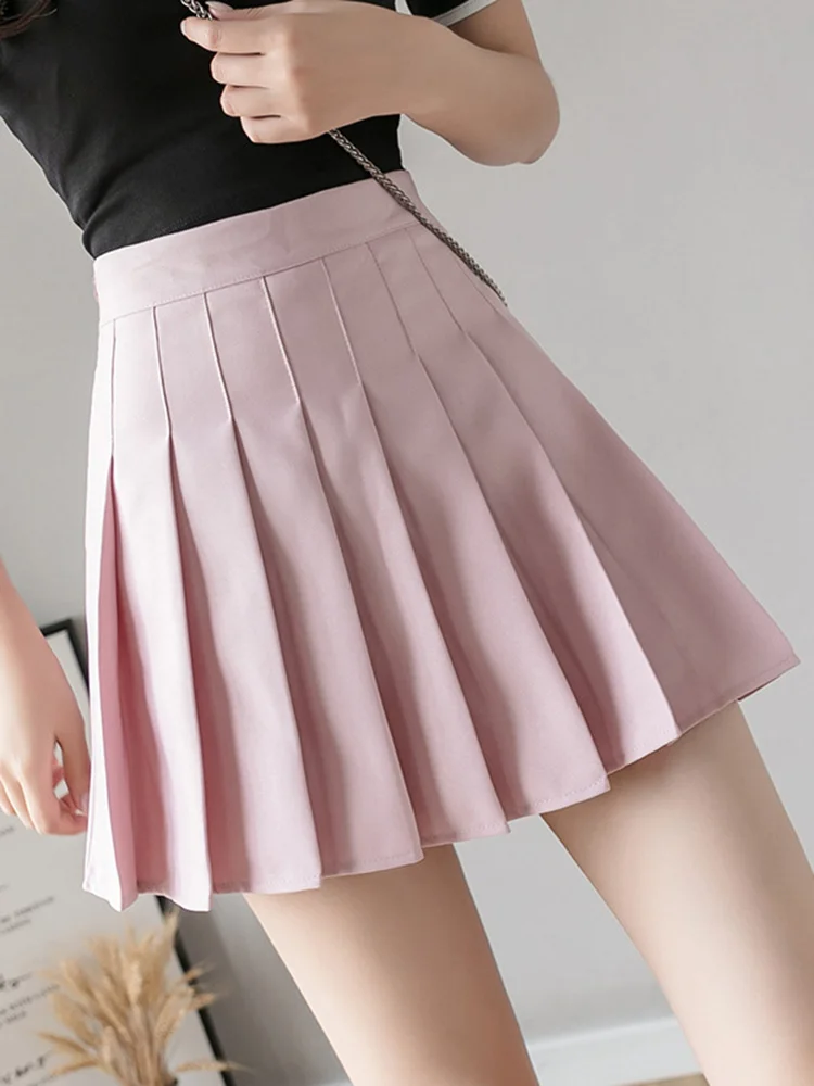 

Mini Skirt Pleated Summer Fashion Women Autumn Elastic Waist Stretch Harajuku Solid Ladies Girls Dance