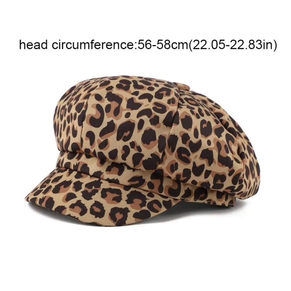 かわいいスポットヒョウ柄八角帽子ポリエステル Y2K ペインターハット英国韓国スタイル女性ベレー帽旅行