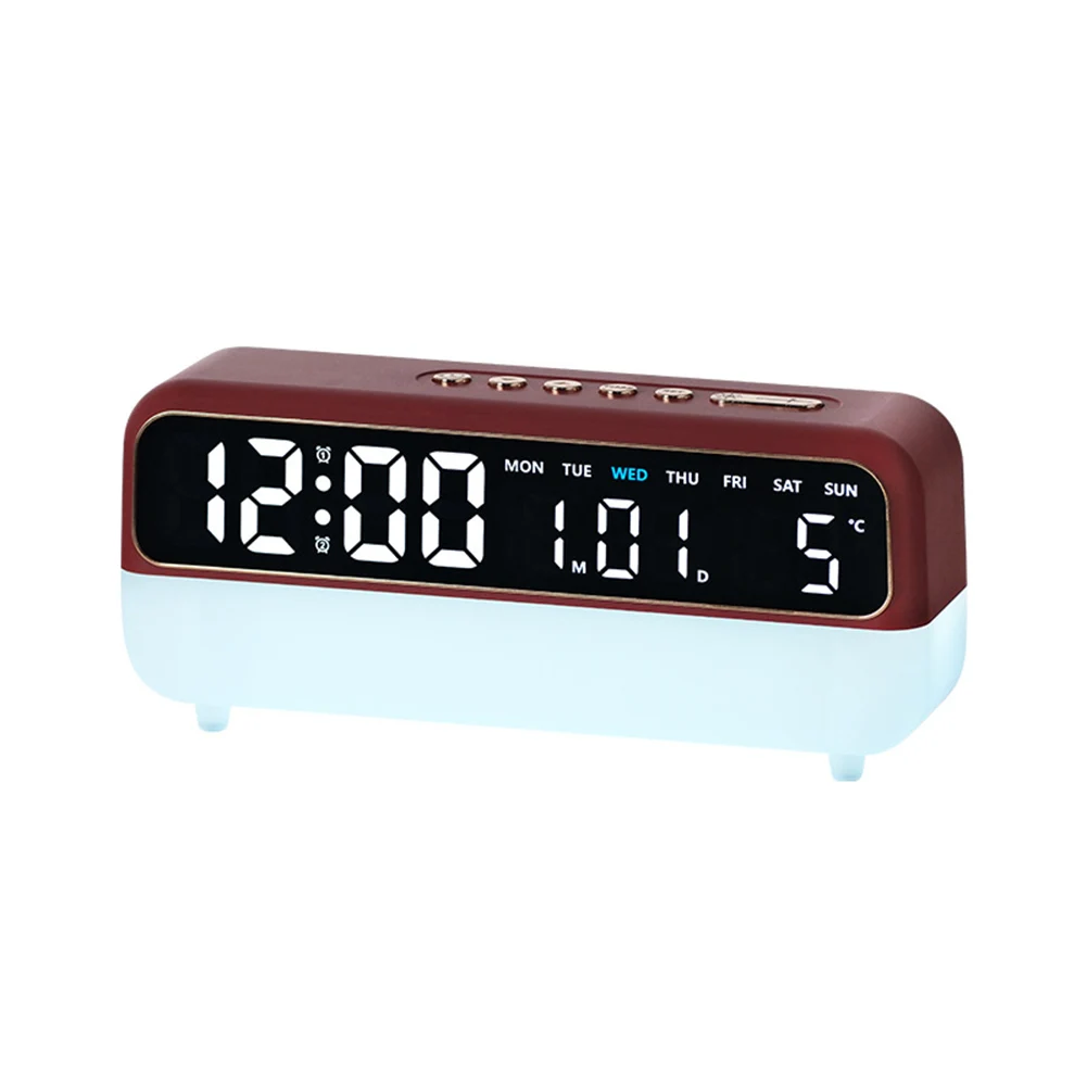 LED Digital Clock with Alarm Function Temperature Display Countdown Timer and Dimmable Ambient Light for Nightstand Home Decor