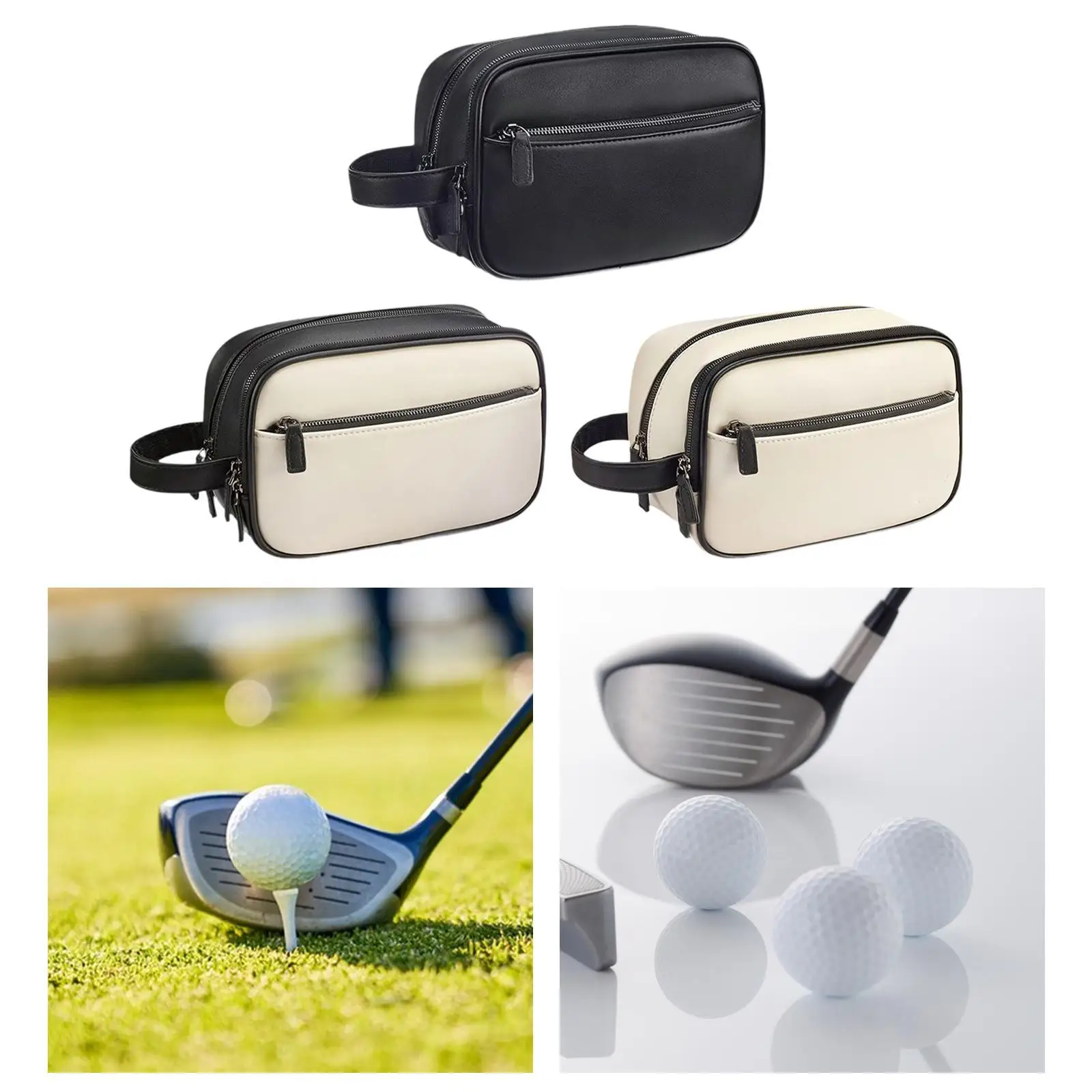 Golf Accessory Bag Zipper Closure Waterproof Travel Storage Pack Golf Ball Bag Handbag for Storing Tees Cards Balls Ball Markers