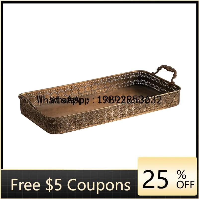 

H3-24 American Retro Vintage Iron Tray Homestay Living Room Coffee Table Decoration Fruit Basket Ornament