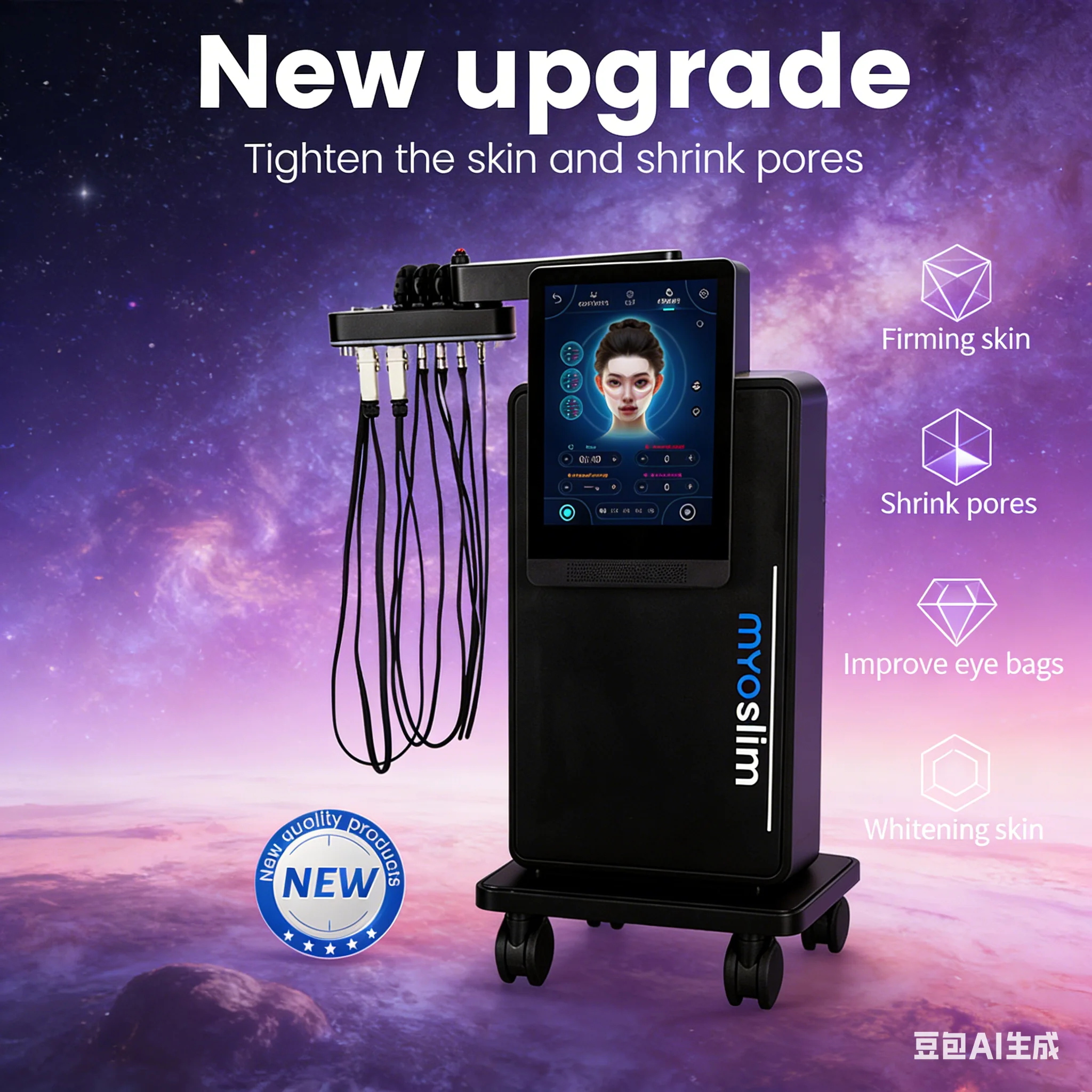 

Magnetic facial lifting device: Firms skin, sculpts a V-shaped face, reduces fine lines, and lifts facial contours.