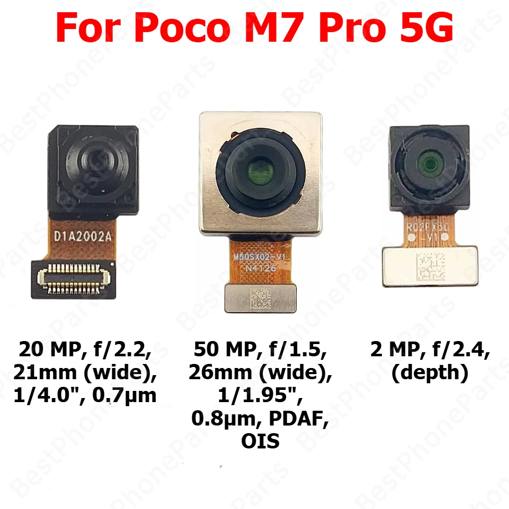 

Camera For Xiaomi Poco M7 Pro PocoM7 M7Pro 5G Rear Backside Front Facing Frontal Selfie Back Camera Module Mobile Phone Parts