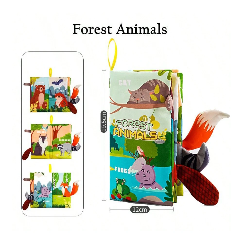 مجموعة كتب قماشية حسية ذات صوت مجعد 3 في 1 - ألعاب تفاعلية خالية من مادة BPA للحيوانات/البحرية/الطيور للأطفال من عمر 0 إلى 12 شهرًا |   مونتيسوري قابل للغسل