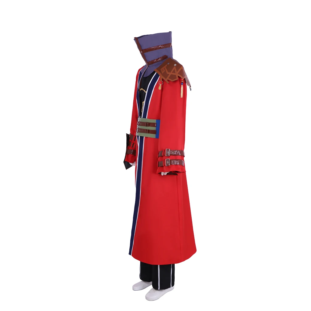 Game FFX Auron Cosplay Costume For Men Fancy Red Battle Uniform Suit Halloween Carnival Party Warrior Disguise Streetwear