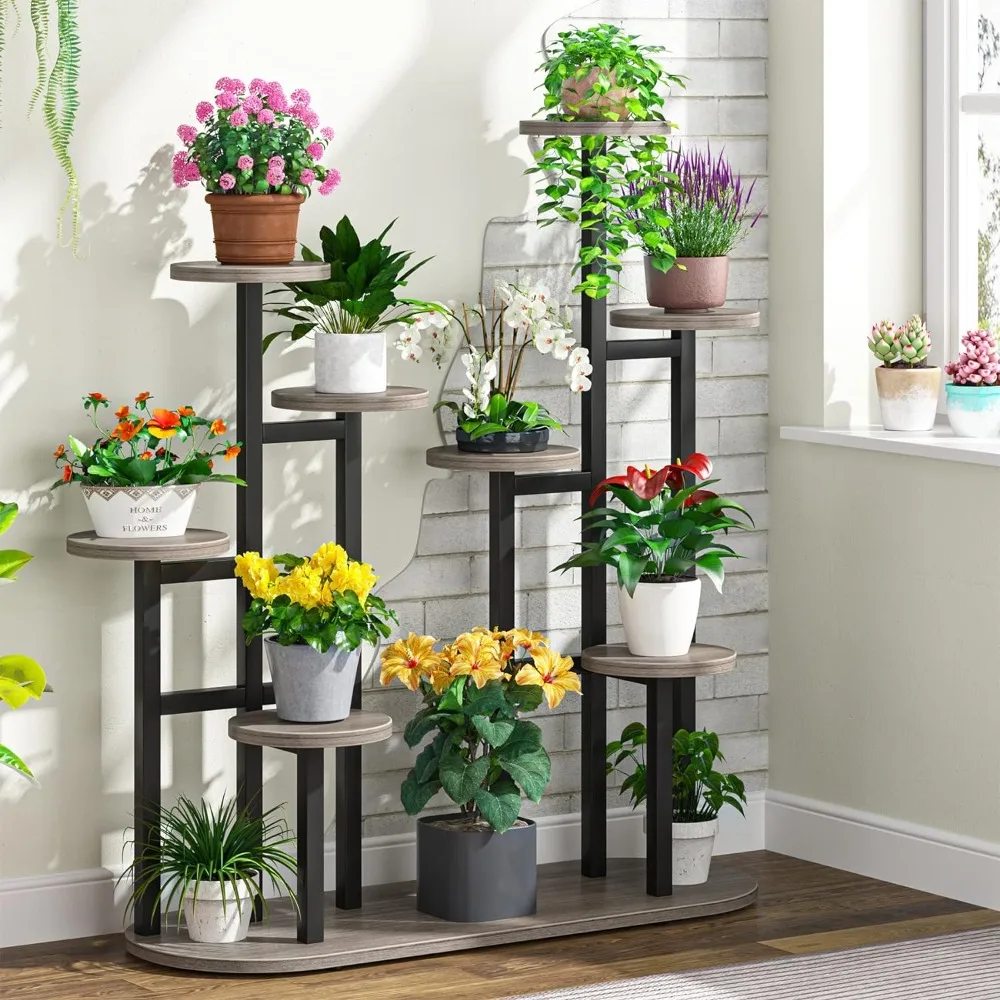 

Plant Stand Indoor, Potted Plant Shelf Flower Stands, Tall Plant Rack Display Holder Planter Organizer for Garden Balcony Gray