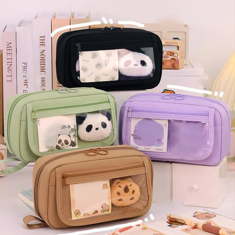 

Large Capacity Multi-layers Pen Bag Cute Cartoon Capybara Pencil Case Zipper Stationery Organizer Multifunctional Pencil Case