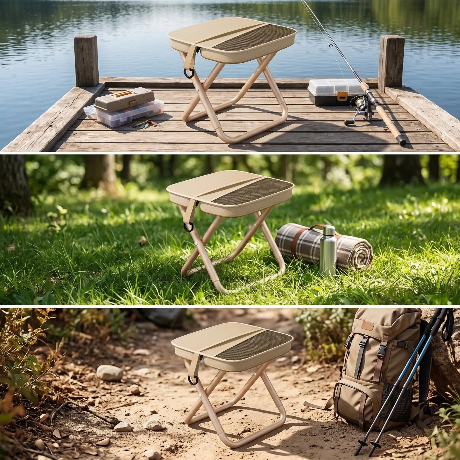 Compact Folding Camping Chair Portable Seat with Carry Pouch for Outdoor Travel Hiking Picnic Lightweight Stool for Adults