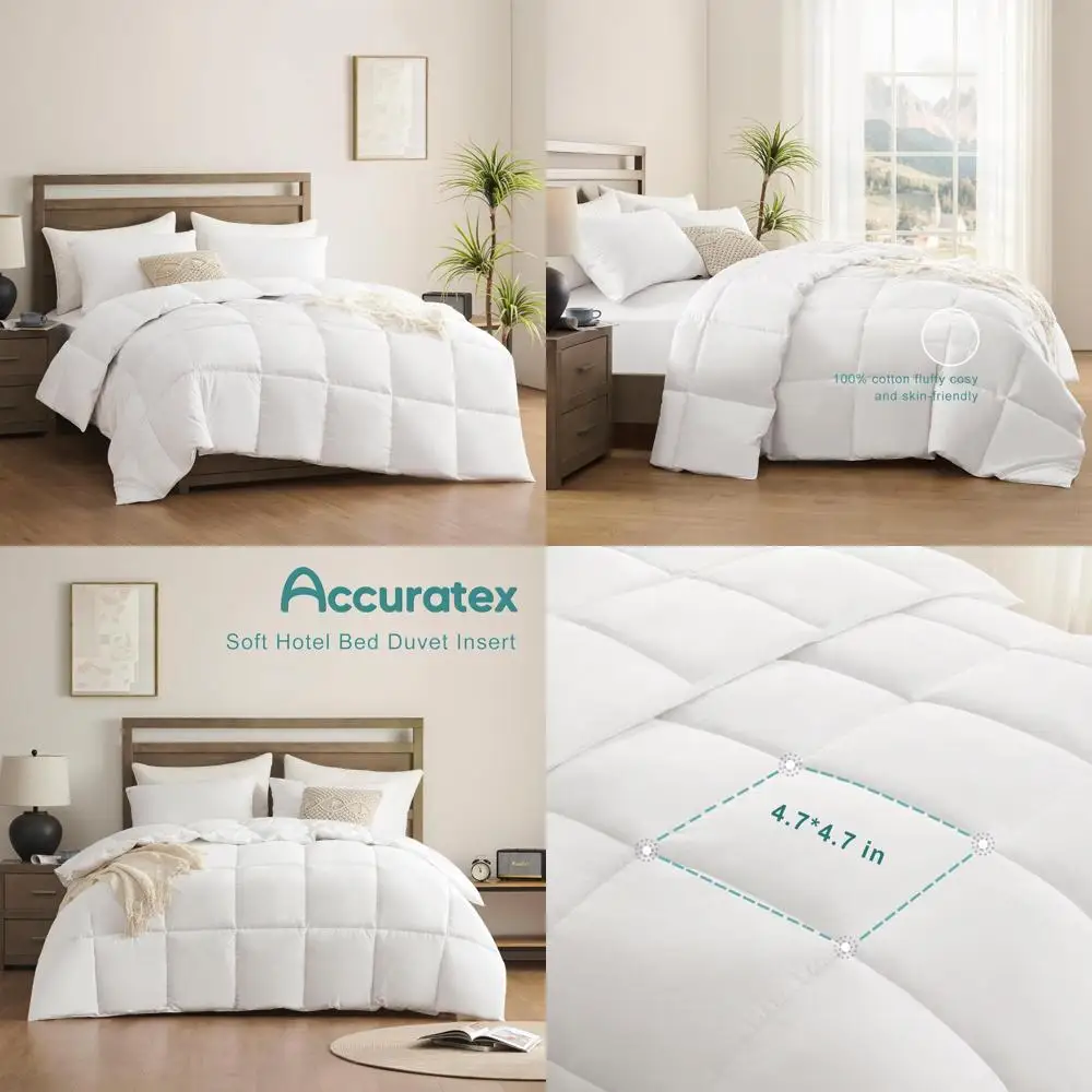 حشوة لحاف قطنية بحجم كينج، 100% قطن، بديل رقيق 400 جرام في المتر المربع، مفروشات بيضاء ناعمة قابلة للتنفس بجودة الفنادق #1