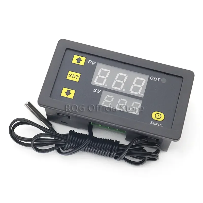 W3230 DC 12V 24V 110V 220V AC Digital Temperature Controller LED Display Thermostat With Heating Cooling Switch NTC Sensor