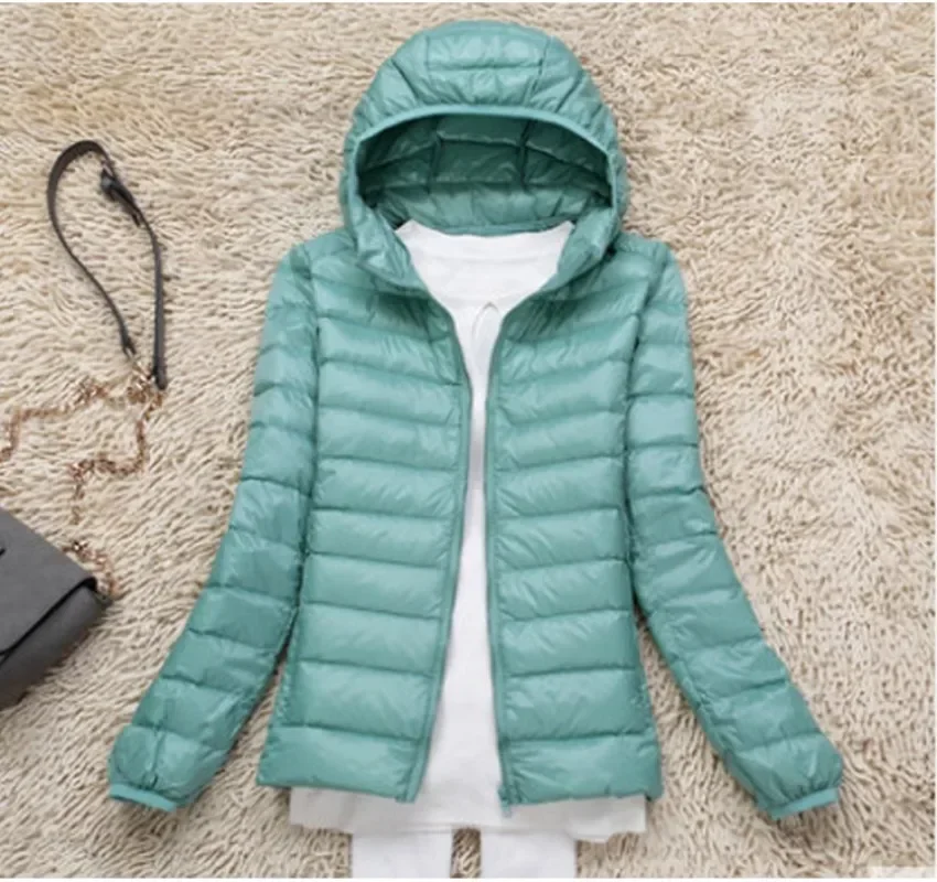 

Down Jacket Women 2024 Autumn Winter Women's Ultralight White Duck Down Coats Womens Clothing S-8XL Portable Hooded Coat