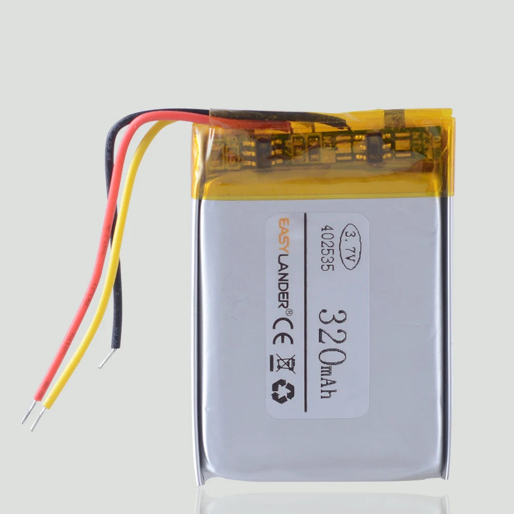 3-Wire 402535 3.7V 350mAh 422436 Lithium Polymer Rechargeable Lipo Li-ion Battery For GPS MP3 Purifier Smart Watch Night Light