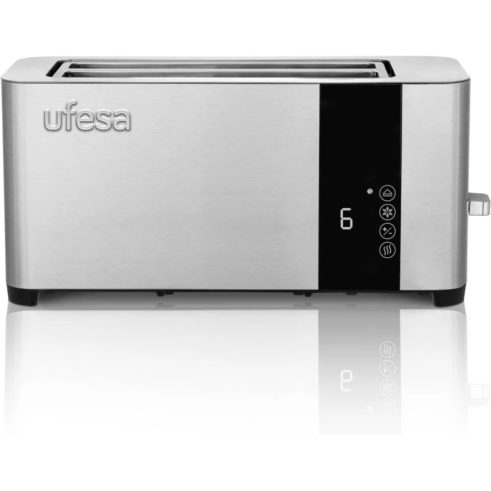 Ufesa Duo Plus Delux Tostador de 2 Ranuras Largas y Anchas, 1400W, 7 Niveles, Función Recalentar, Descongerlar y Cancelación, Bande