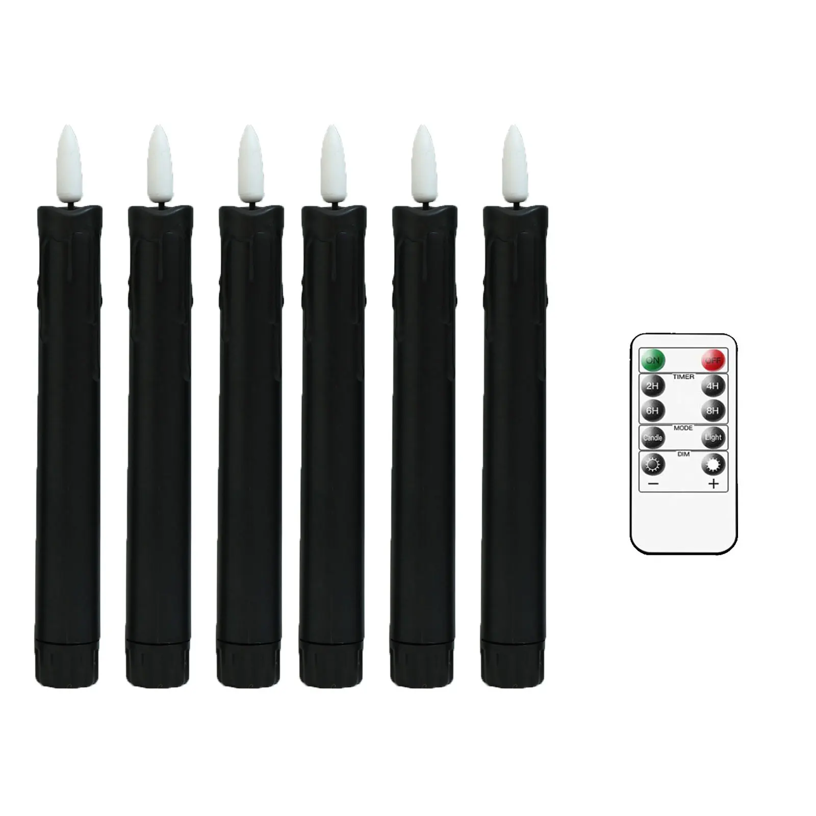 7 Inch 3/6pcs Black Remote LED Decorative Halloween Candle Light,Battery Operated Flameless Electronic Wedding Candles