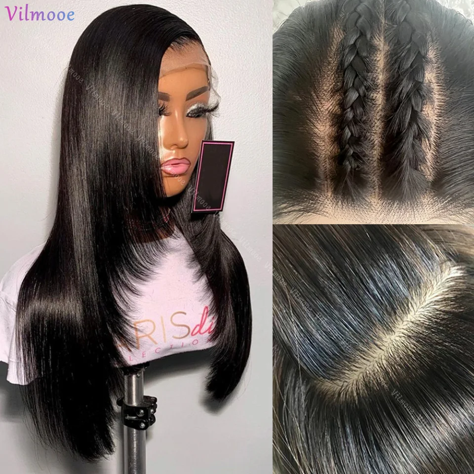 

5x5 Silk Top Lace Closure Human Hair Wig Silky Straight Pre Plucked Malaysian Remy Hair Silk Base Lace Front Wig 180% Density