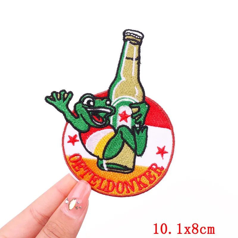 Nederland Oeteldonk embleem borduurpatch Forg carnaval voor Nederland opstrijkbare patches voor kleding kikkerpatches op kleding