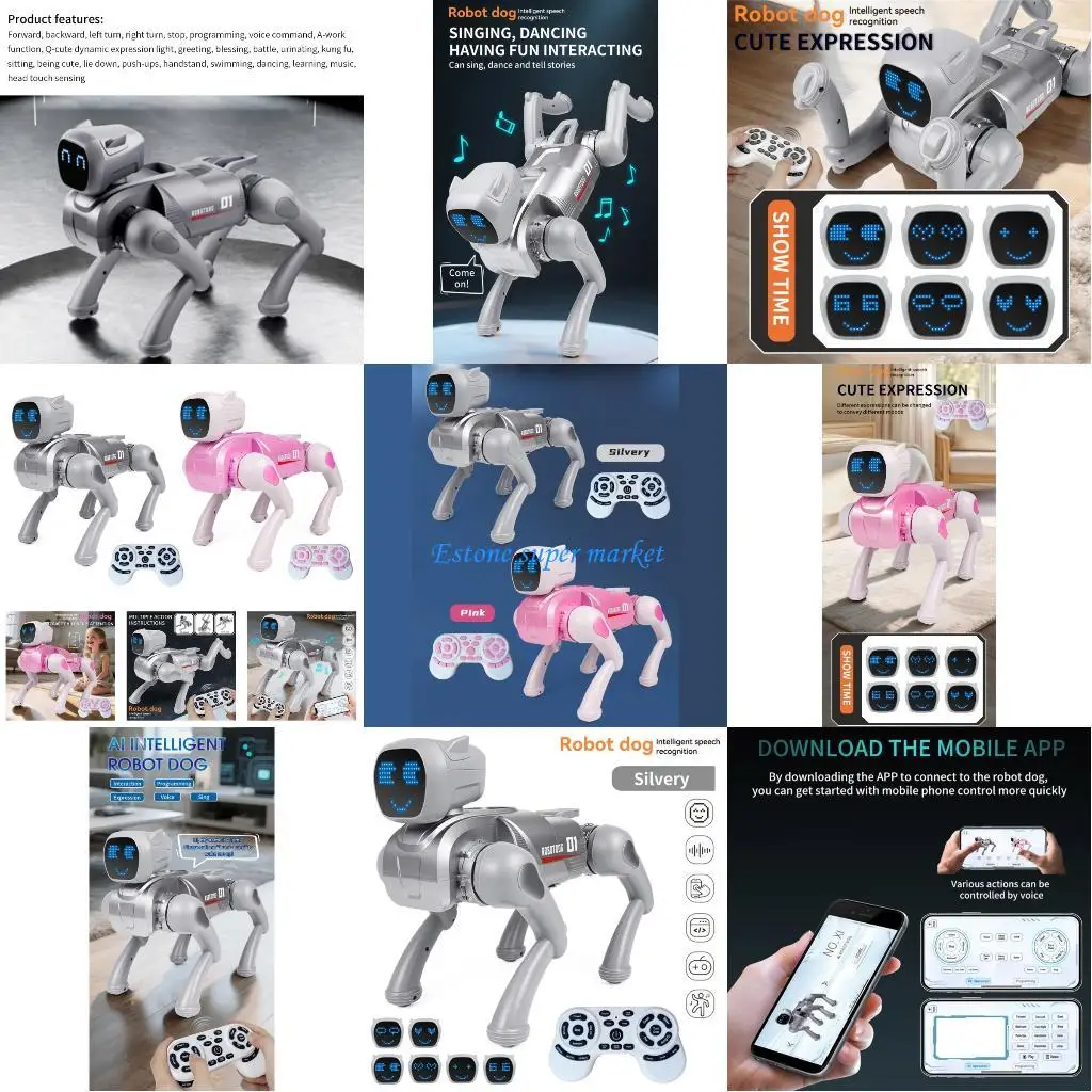 

090B Interactive Programmable Robotic Dog Toy with Realistic Movements 2.4Ghz Wireless Control Strong Construction for Child