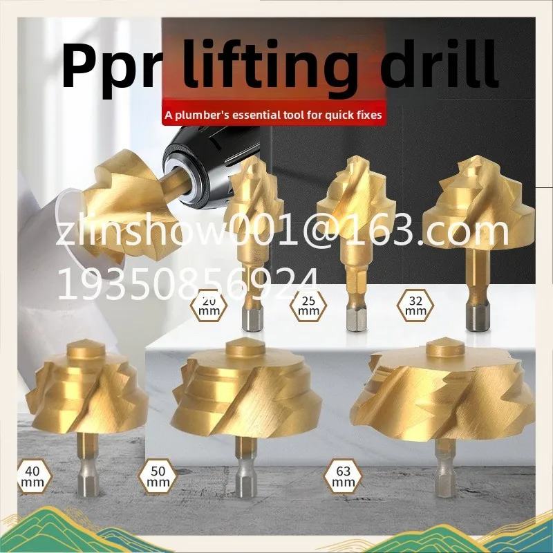 6PCS Cross-border new model, three-edge lift drill PPR water pipe repair drill reaming four quarters and six inches 32/40/50/63