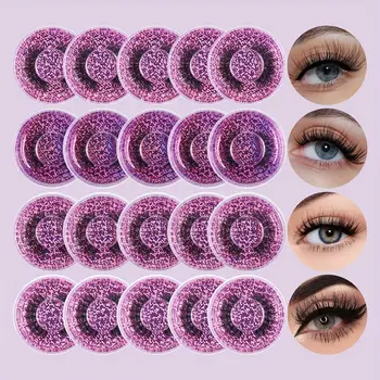 20 párů 4 stylů tenkých umělých řas z norkových řas, smíšených dramatických, hustých, natočených, nadýchaných, proužkových řas, vícenásobné balení pro sady na líčení očí 8 nejlepší prodej norkové řasy ve velkém - №6