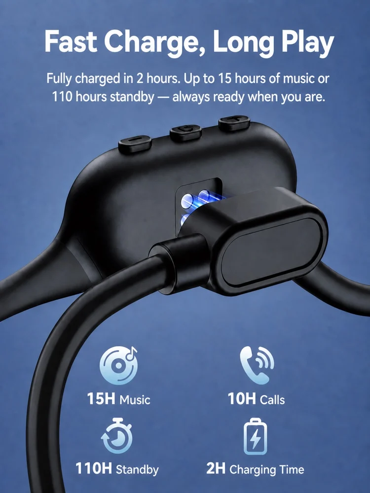 Knochenleitungskopfhörer mit 32GB Speicher, IPX8 wasserdichter Schwimm-MP3-Player, Bluetooth 6.0 kabelloses Headset mit Mikrofon – Detail 5