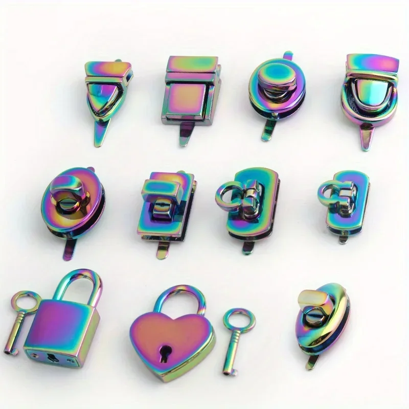 1PC Rainbow Metal Clasp Turn Twist Bag Lock Decoration Buckle Purse Handbags Leather Bags Closure Craft Hardware Accessories