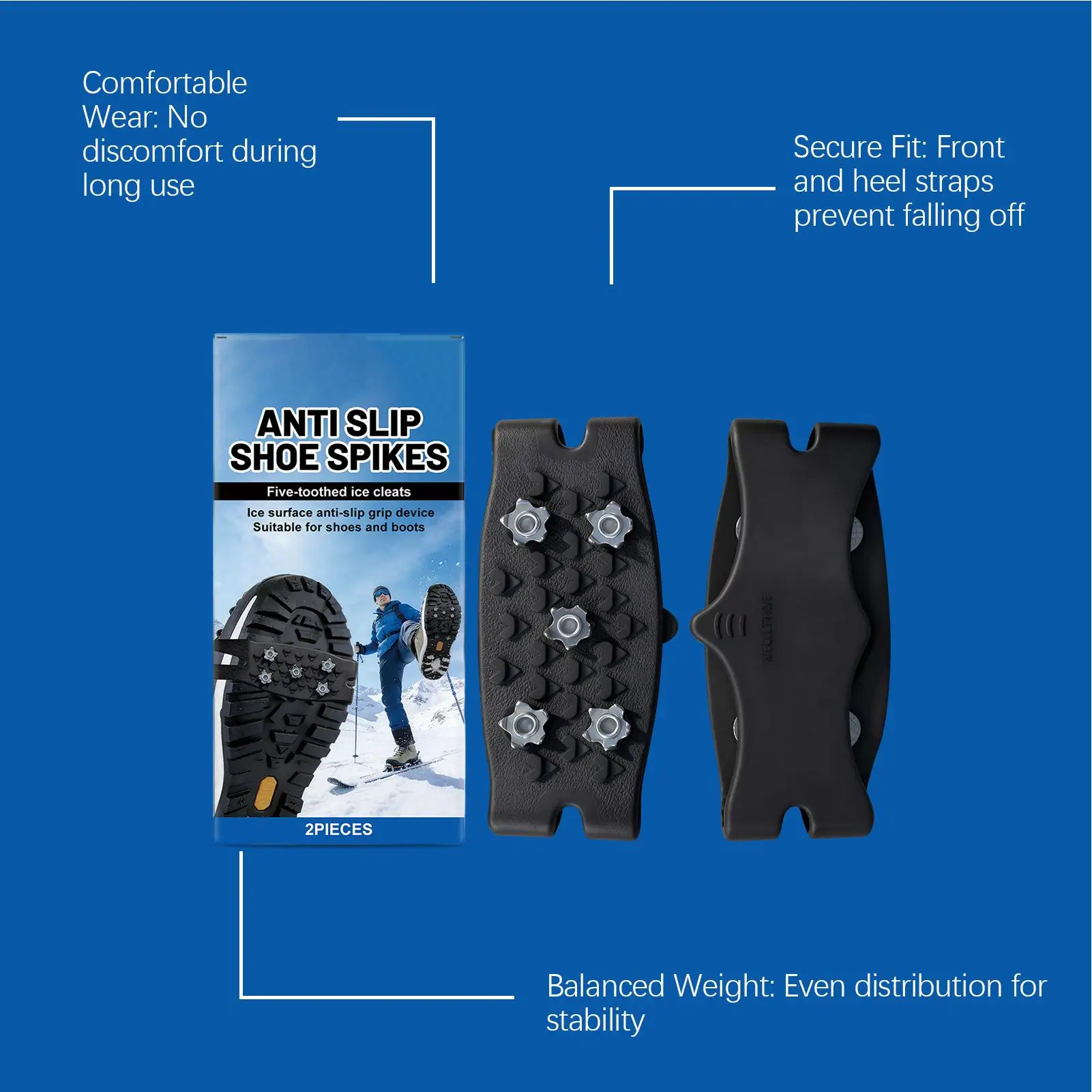 Ice Cleats For Shoes And Boots Anti-Slip Gripper Crampons Ice Spikes For Shoes For Winter Hiking Climbing Fishing Trekking view 4