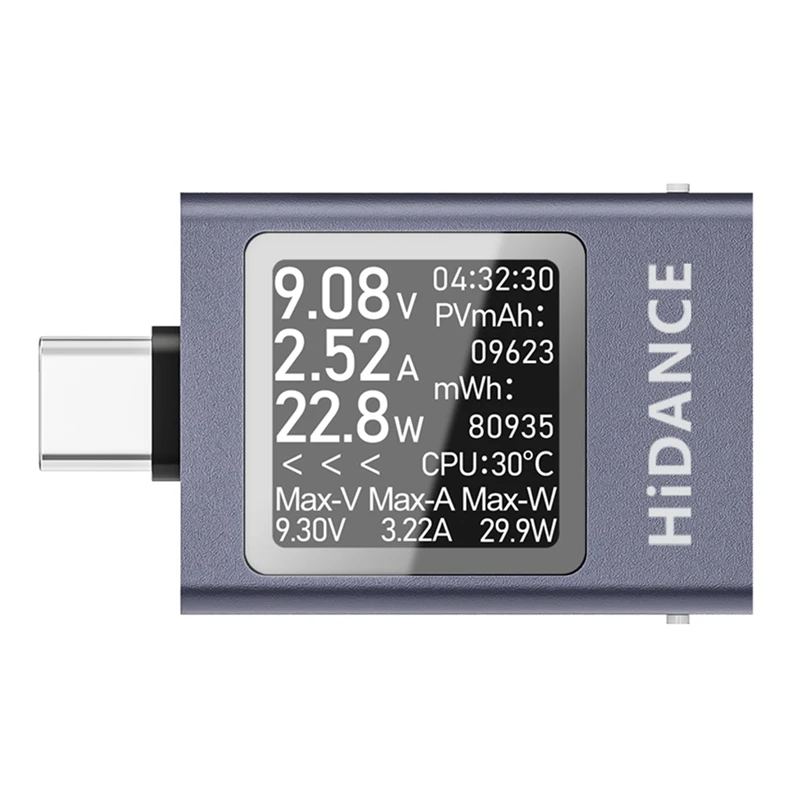 ABUL-HDC-085C DC 4,5-50V 0-12A PD3.1 pantalla Digital multifunción amperímetro de voltaje CC medidor de potencia probador de carga de celda tipo C