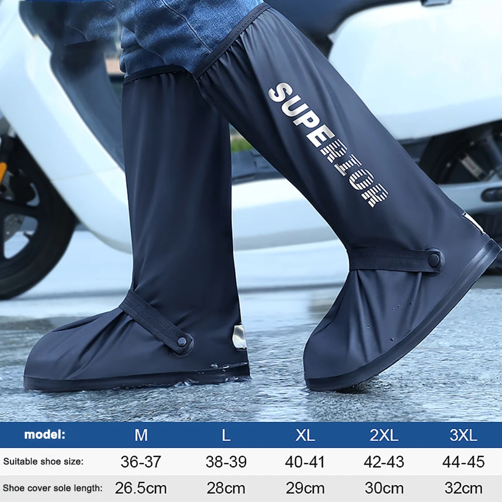 Motorcycle High Tube Rain Boots Waterproof Reflective Non-Slip Footwear Motorbike Cycling Bike Reusable Protection Accessories