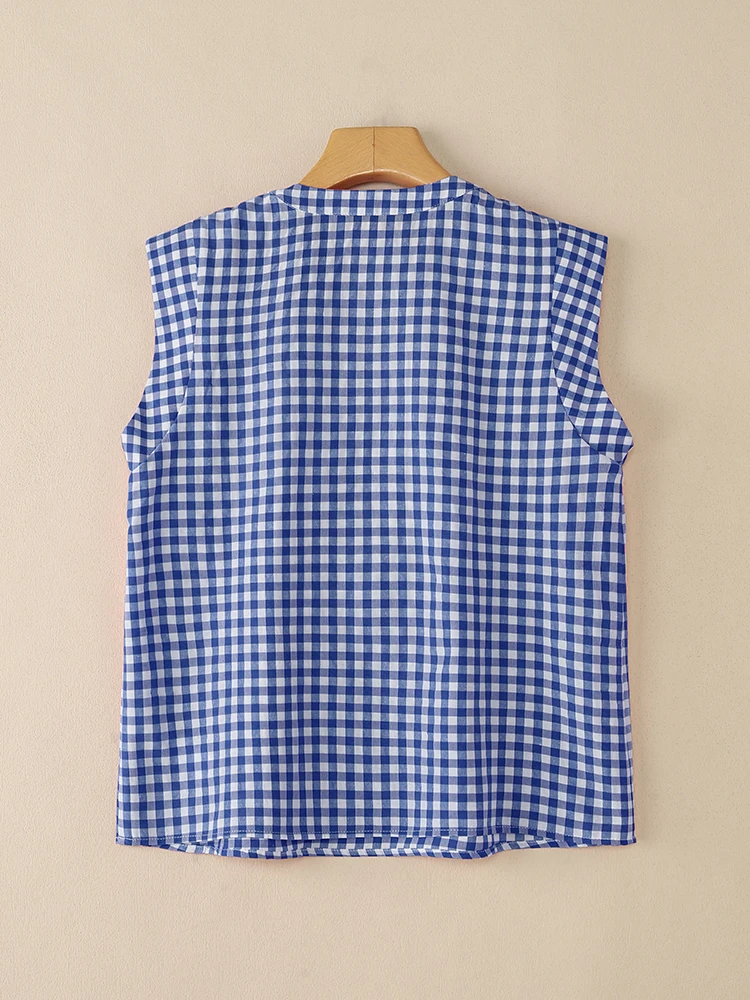 2025 ZANZEA été Blouse élégant élégant à volants chemise de travail femmes Plaid à carreaux hauts décontracté à manches courtes Blusas tunique Mujer