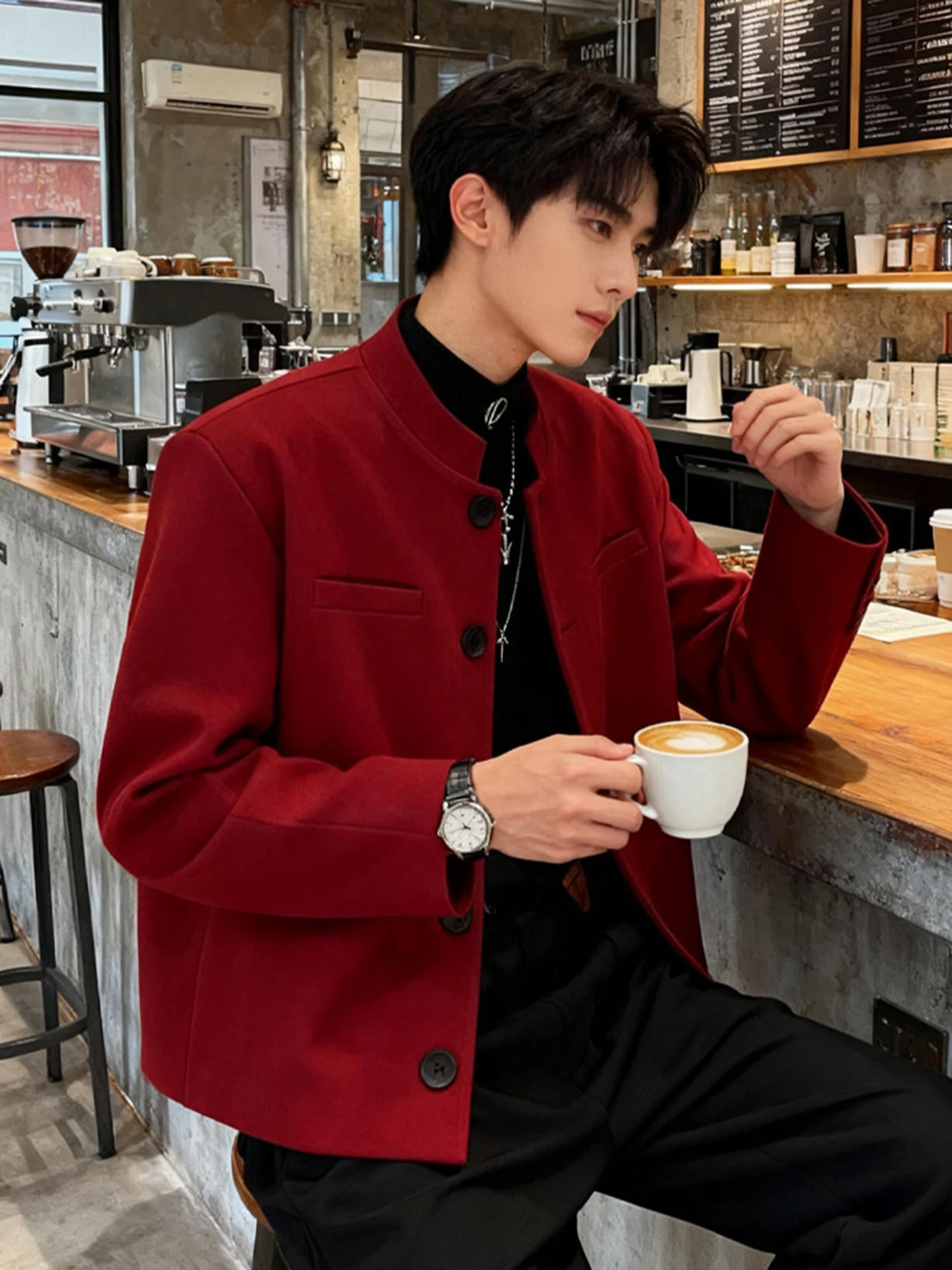 

Мужская куртка Red Zodiac Year с воротником-стойкой в американском бейсбольном стиле, весенняя, модная, повседневная, свободного кроя, из полиэстера