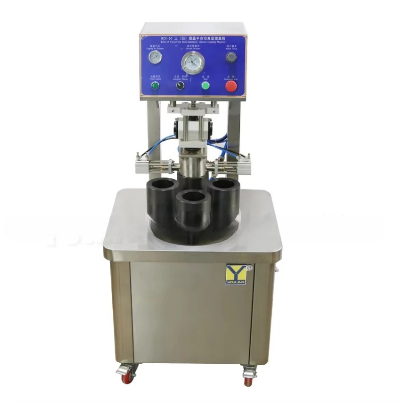 

BZX-65-4 Semi-automatic Pneumatic Sealing Machine Equipment Unscrewing Vacuum Sealing Machine Glass Jar Beverage Chemicals New