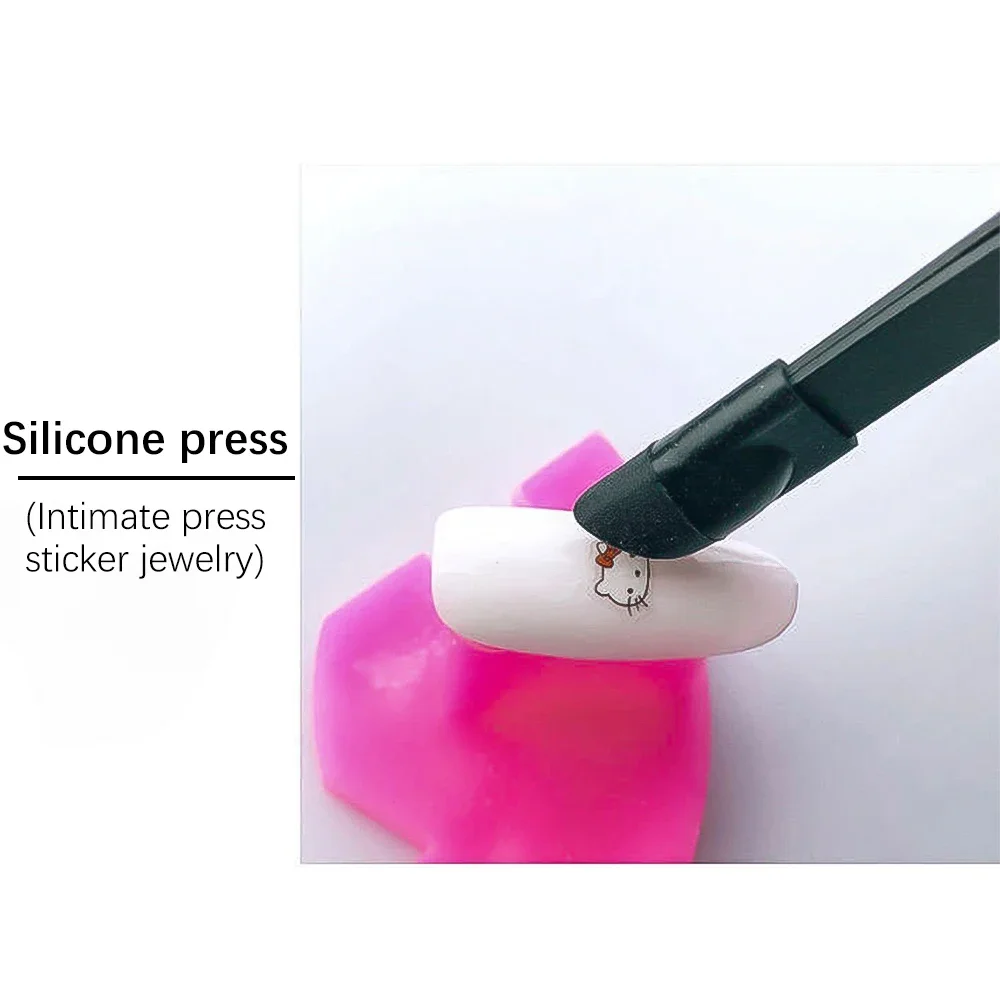 Makeup Tool DoubleSlant Tip Headed Tweezers Stainless Steel Black/Pink Silicone Press Head For Nail Stickers Eyelashes Tweezers