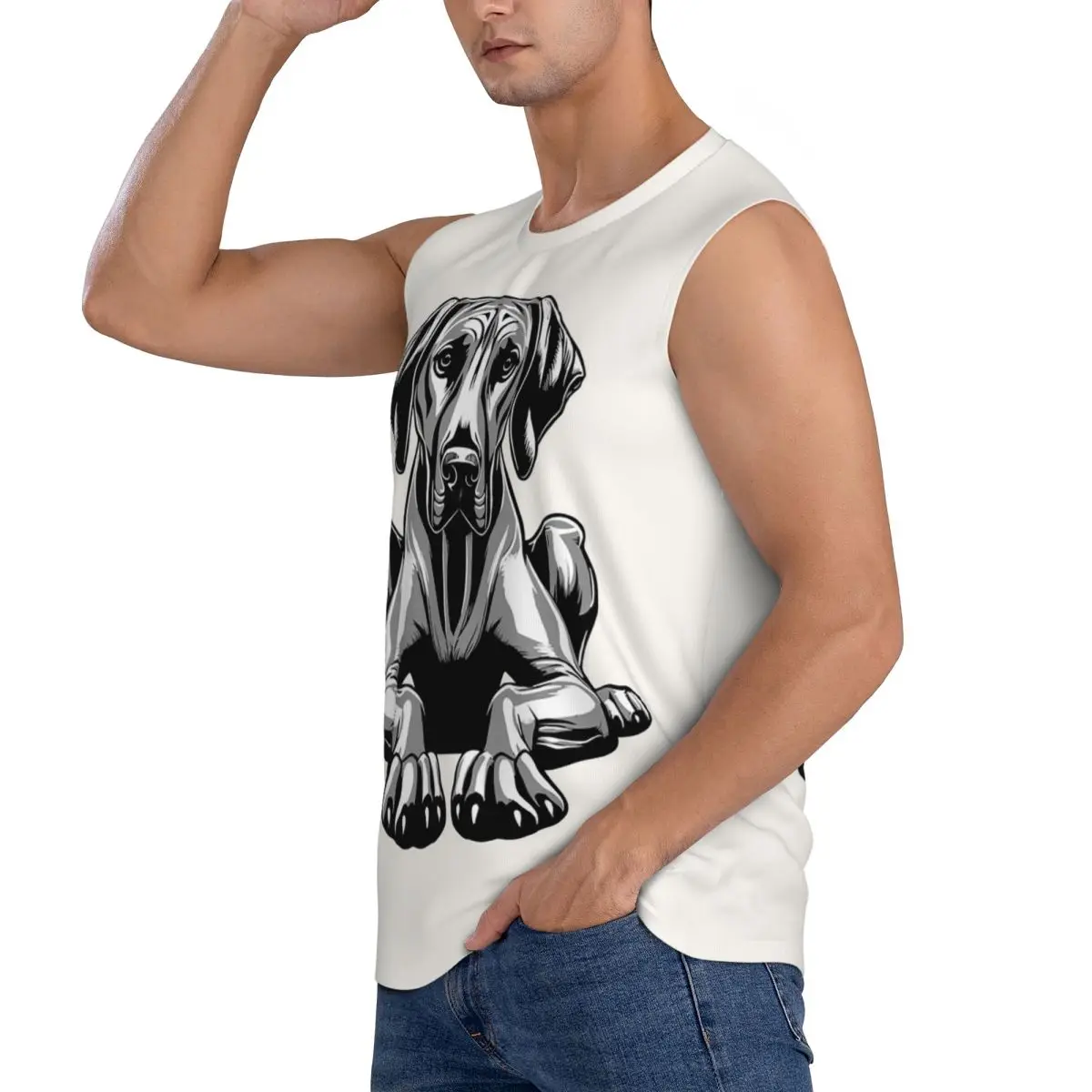The Rhodesian Ridgeback Men Sleeveless Tank Tops Quick Dry Breathable Gym Fitness Running Summer Casual Sport Vest