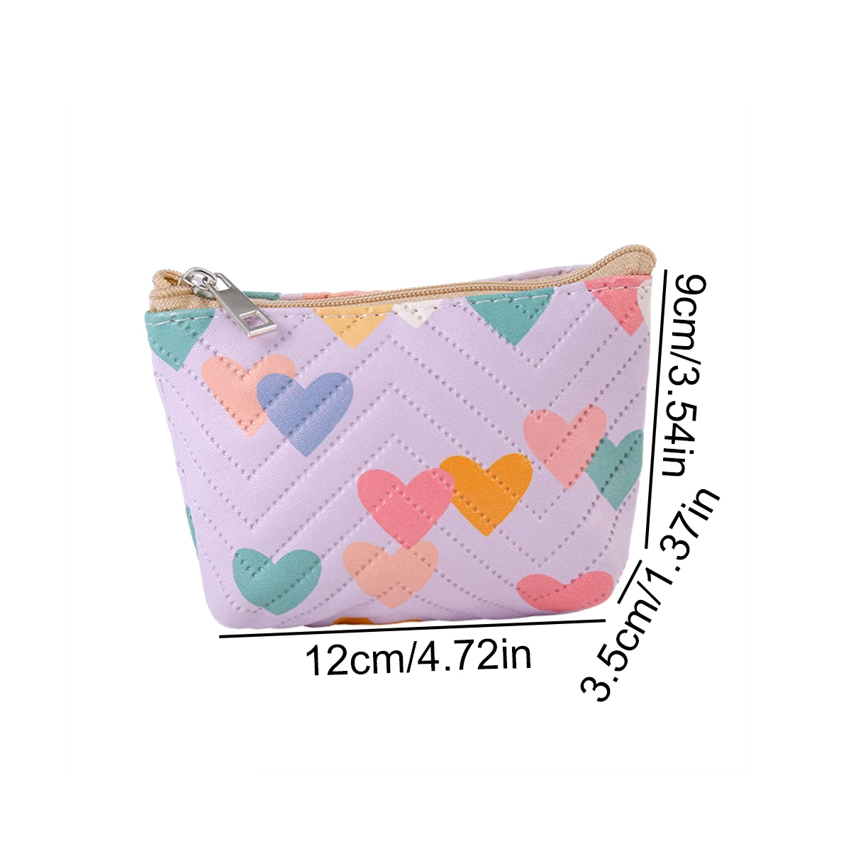 Cute heart-shaped print mini makeup bag, suitable for lipstick, jewelry, and outdoor portable storage, a delicate gift for her