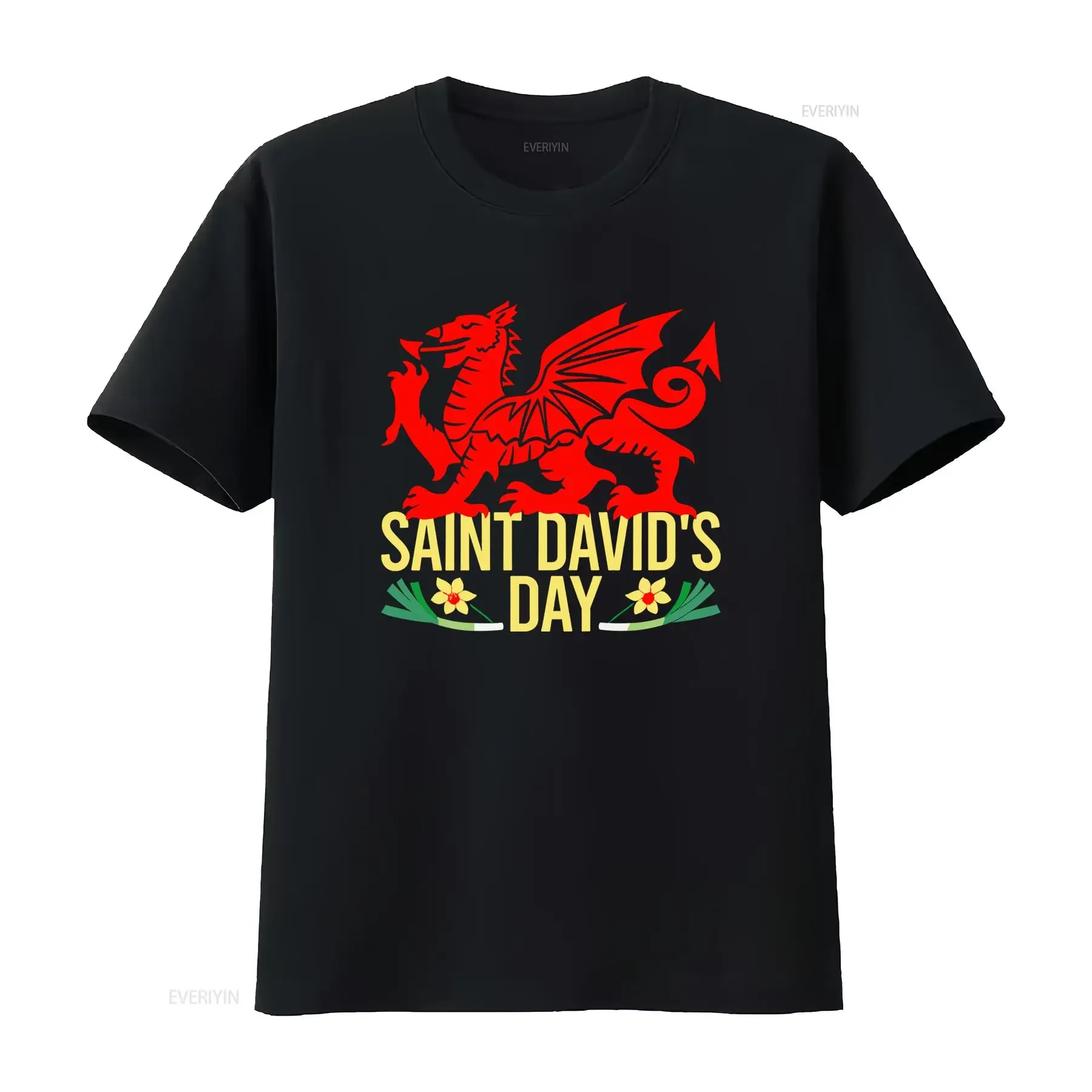 St David's Day Welsh Dragon T Shirt Saint Religious Festive Celebration vintage Washed Versatile homme Stylish