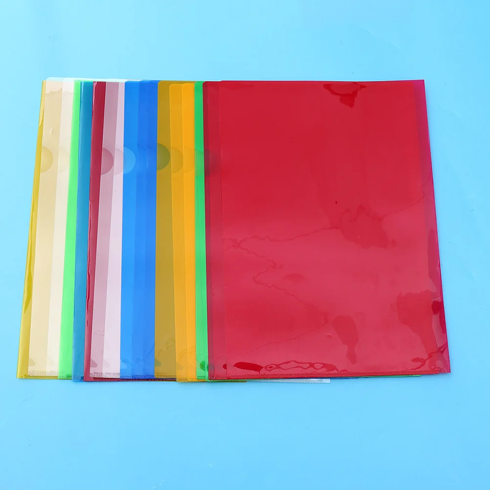 40Pcs L-Shaped Clipboard Plastic Transparent File Holder with Elastic Rope Smooth Edges Round Corners for School Office Medical