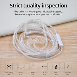 KZ High-Purity Silver-Plated Flat Cable Headphone Cord HiFi Sport Earphone Accessories With Microphone EDX Pro/ESX/ZS10 Pro X