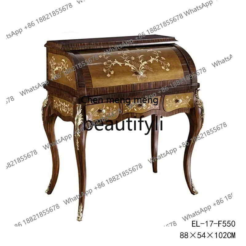 D178  American retro furniture solid wood dresser wood color hand-painted alder tree tumor veneer dresser