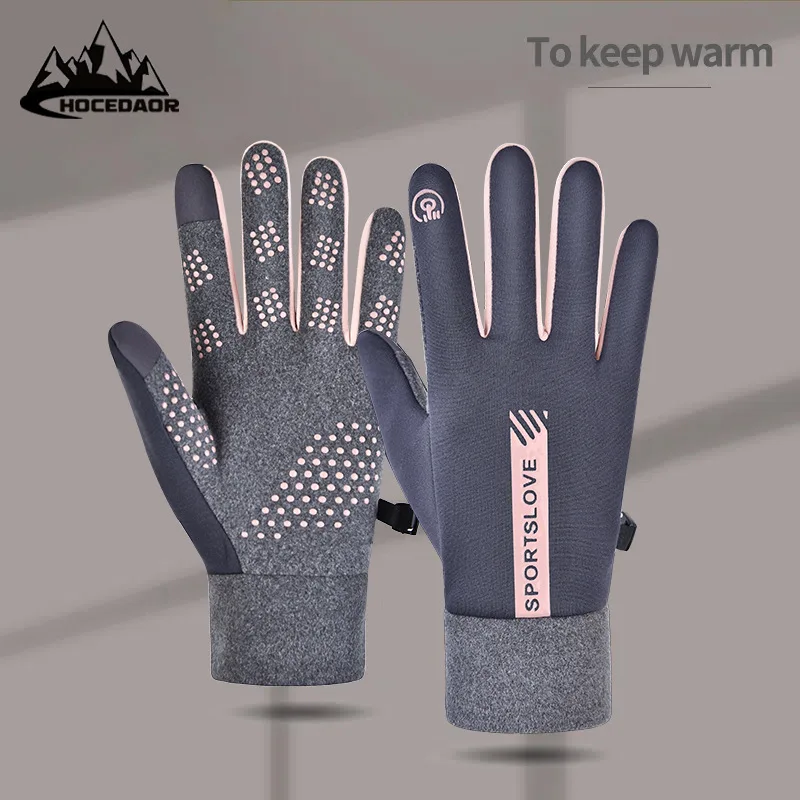 Guantes Térmicos de lana para ciclismo para mujer, resistentes al frío, resistentes al viento, impermeables, cálidos, para correr al aire libre,