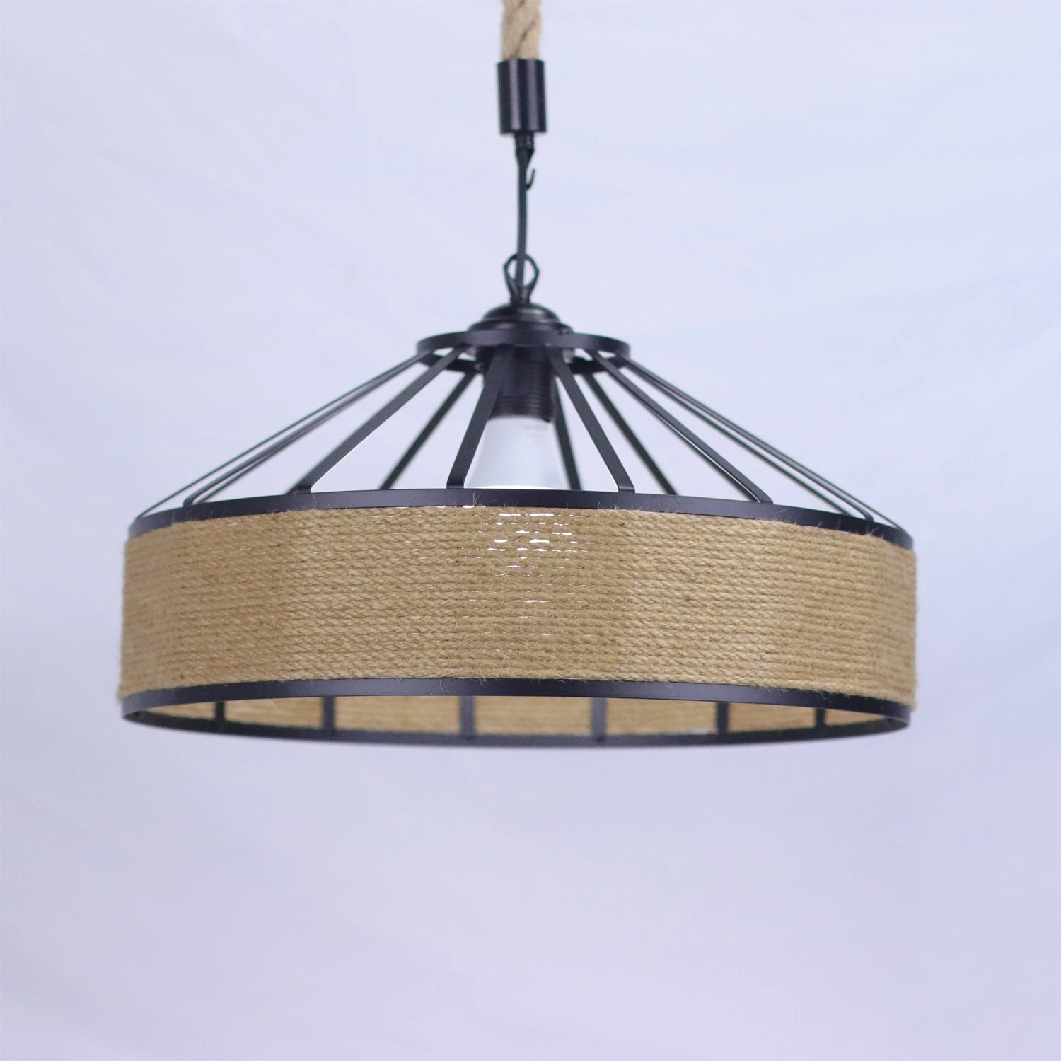 Industrieller Kronleuchter, 30/40 cm, Vintage-Hanfseil-Pendelleuchte, Deckenleuchte, rustikale Pendelleuchte für Restaurant, Bar, Zuhause – Detail 10