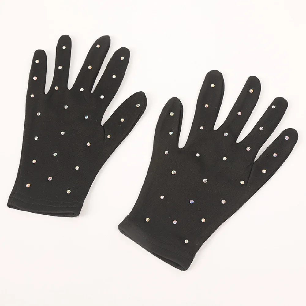 High Quality Figure Skating Gloves Rhinestone Embellished Performance Hand Wear Elastic Comfortable Practice Gear For Ice Skatin