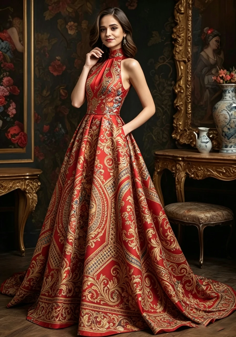 

Women's Print Halter Neck Maxi Dress Sleeveless High Waist A-Line Wedding Guest Cocktail Party Evening Long Dress Summer